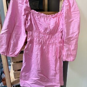 Boheme Smocked Mini Dress anthropology pink.